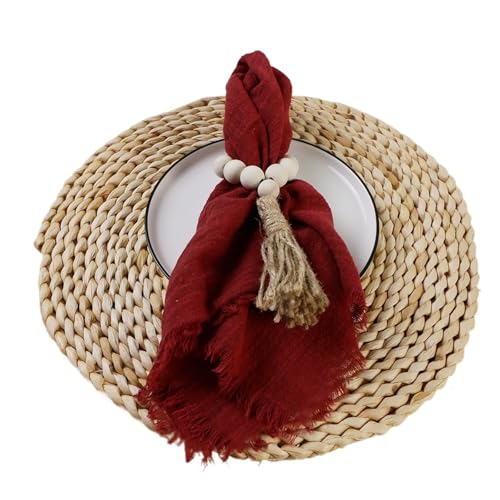 24 stücke 32x32 cm Gaze Baumwolle Serviette Wiederverwendbare Tee Handtuch Hochzeit Party Weihnachten Tisch Dekor Retro Grate servietten(24pcs Burgundy) von MZPOZB