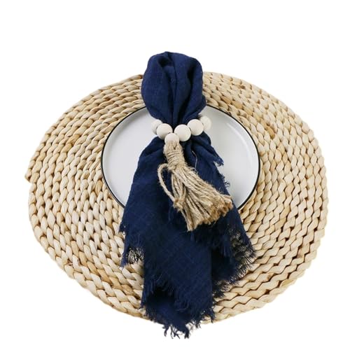 24 stücke 32x32 cm Gaze Baumwolle Serviette Wiederverwendbare Tee Handtuch Hochzeit Party Weihnachten Tisch Dekor Retro Grate servietten(24pcs Dark Blue) von MZPOZB