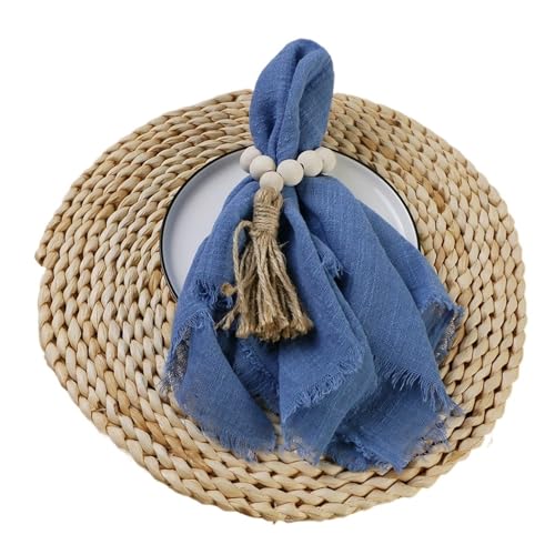 24 stücke 32x32 cm Gaze Baumwolle Serviette Wiederverwendbare Tee Handtuch Hochzeit Party Weihnachten Tisch Dekor Retro Grate servietten(24pcs Lake Blue) von MZPOZB
