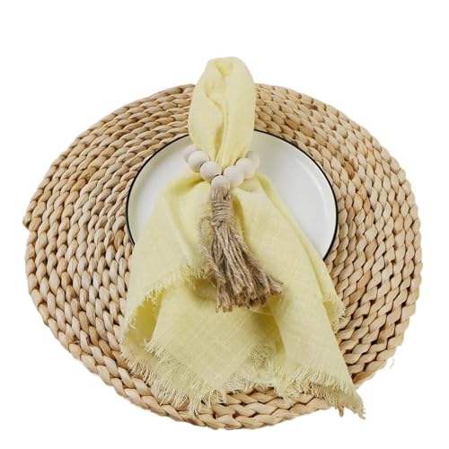 24 stücke 32x32 cm Gaze Baumwolle Serviette Wiederverwendbare Tee Handtuch Hochzeit Party Weihnachten Tisch Dekor Retro Grate servietten(24pcs Light Yellow) von MZPOZB