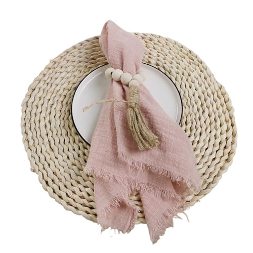 24 stücke 32x32 cm Gaze Baumwolle Serviette Wiederverwendbare Tee Handtuch Hochzeit Party Weihnachten Tisch Dekor Retro Grate servietten(24pcs Pink) von MZPOZB