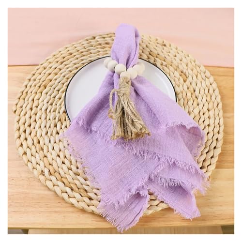 24 stücke 32x32 cm Gaze Baumwolle Serviette Wiederverwendbare Tee Handtuch Hochzeit Party Weihnachten Tisch Dekor Retro Grate servietten(24pcs Purple) von MZPOZB