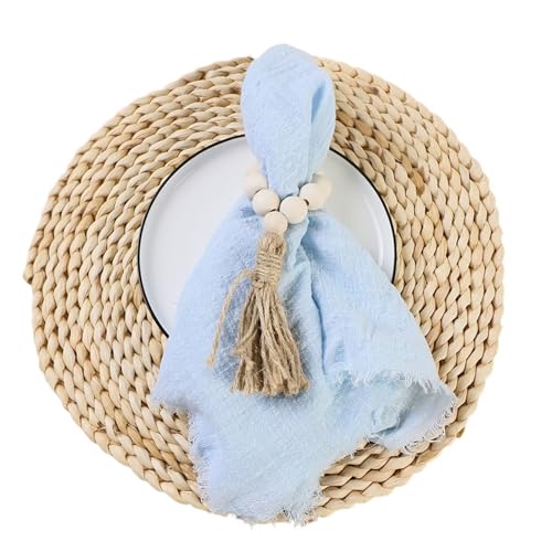 24 stücke 32x32 cm Gaze Baumwolle Serviette Wiederverwendbare Tee Handtuch Hochzeit Party Weihnachten Tisch Dekor Retro Grate servietten(24pcs Sky Blue) von MZPOZB