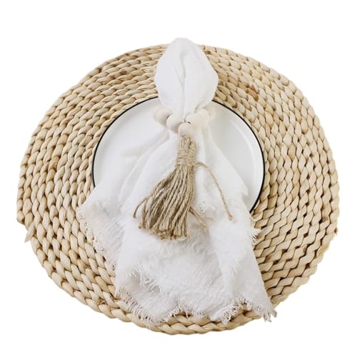 24 stücke 32x32 cm Gaze Baumwolle Serviette Wiederverwendbare Tee Handtuch Hochzeit Party Weihnachten Tisch Dekor Retro Grate servietten(24pcs White) von MZPOZB