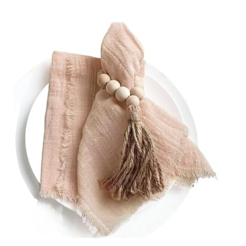 6 STÜCKE Servietten 32x32cm Baumwolltuch Gaze Retro Grat Rustikales Küchentuch Esstischset Hochzeitsfeier Leinenserviette Tischdekoration(6PCS Apricot) von MZPOZB