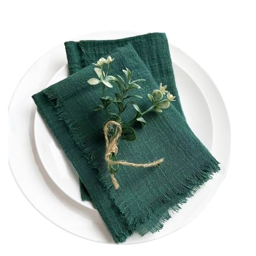 6 STÜCKE Servietten 32x32cm Baumwolltuch Gaze Retro Grat Rustikales Küchentuch Esstischset Hochzeitsfeier Leinenserviette Tischdekoration(6PCS Dark Green) von MZPOZB