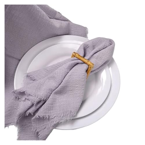 6 STÜCKE Servietten 32x32cm Baumwolltuch Gaze Retro Grat Rustikales Küchentuch Esstischset Hochzeitsfeier Leinenserviette Tischdekoration(6PCS Gray Purple) von MZPOZB