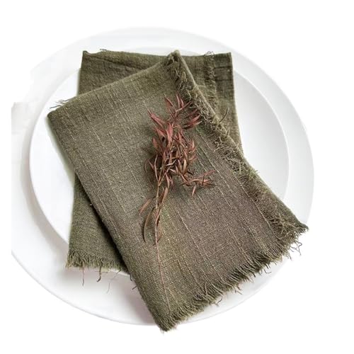 6 STÜCKE Servietten 32x32cm Baumwolltuch Gaze Retro Grat Rustikales Küchentuch Esstischset Hochzeitsfeier Leinenserviette Tischdekoration(6PCS Green) von MZPOZB