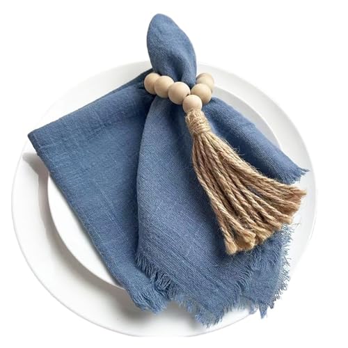 6 STÜCKE Servietten 32x32cm Baumwolltuch Gaze Retro Grat Rustikales Küchentuch Esstischset Hochzeitsfeier Leinenserviette Tischdekoration(6PCS Lake Blue) von MZPOZB