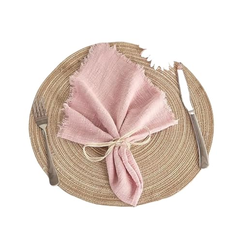 6 STÜCKE Servietten 32x32cm Baumwolltuch Gaze Retro Grat Rustikales Küchentuch Esstischset Hochzeitsfeier Leinenserviette Tischdekoration(6PCS Pink) von MZPOZB