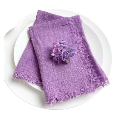 6 STÜCKE Servietten 32x32cm Baumwolltuch Gaze Retro Grat Rustikales Küchentuch Esstischset Hochzeitsfeier Leinenserviette Tischdekoration(6PCS Purple) von MZPOZB