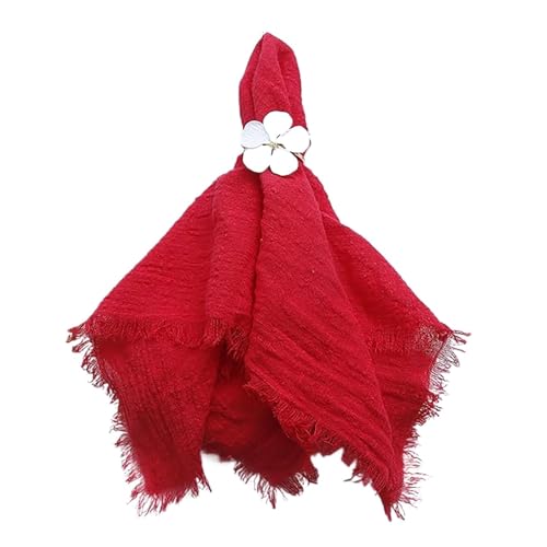 6 STÜCKE Servietten 32x32cm Baumwolltuch Gaze Retro Grat Rustikales Küchentuch Esstischset Hochzeitsfeier Leinenserviette Tischdekoration(6PCS Red) von MZPOZB