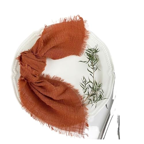 6 STÜCKE Servietten 32x32cm Baumwolltuch Gaze Retro Grat Rustikales Küchentuch Esstischset Hochzeitsfeier Leinenserviette Tischdekoration(6PCS Rust) von MZPOZB