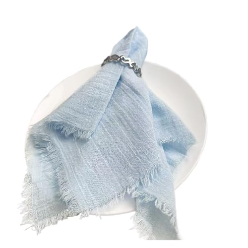 6 STÜCKE Servietten 32x32cm Baumwolltuch Gaze Retro Grat Rustikales Küchentuch Esstischset Hochzeitsfeier Leinenserviette Tischdekoration(6PCS Sky Blue) von MZPOZB