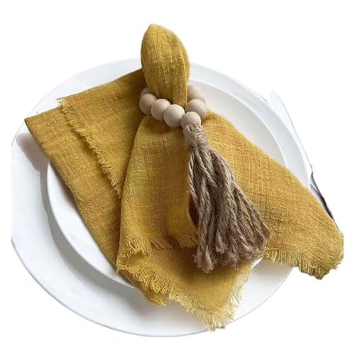 6 STÜCKE Servietten 32x32cm Baumwolltuch Gaze Retro Grat Rustikales Küchentuch Esstischset Hochzeitsfeier Leinenserviette Tischdekoration(6PCS Turmeric) von MZPOZB