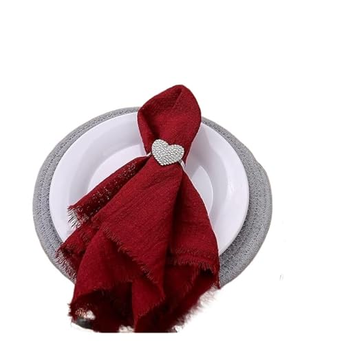 6 STÜCKE Servietten 32x32cm Baumwolltuch Gaze Retro Grat Rustikales Küchentuch Esstischset Hochzeitsfeier Leinenserviette Tischdekoration(6PCS Wind red) von MZPOZB