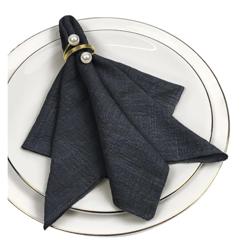 6er-Set Stoffservietten aus Baumwolle, Gaze, Grün, 30 x 30 cm, for Hochzeitsdekoration, den täglichen Gebrauch, Abendessen, Geschirrtuch, Tischservietten for Partys(Black) von MZPOZB