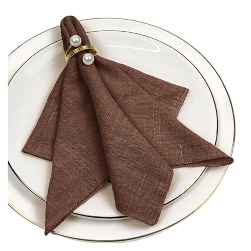 6er-Set Stoffservietten aus Baumwolle, Gaze, Grün, 30 x 30 cm, for Hochzeitsdekoration, den täglichen Gebrauch, Abendessen, Geschirrtuch, Tischservietten for Partys(Coffee) von MZPOZB