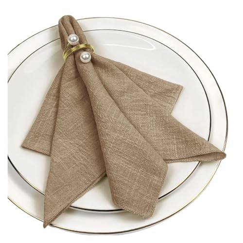 6er-Set Stoffservietten aus Baumwolle, Gaze, Grün, 30 x 30 cm, for Hochzeitsdekoration, den täglichen Gebrauch, Abendessen, Geschirrtuch, Tischservietten for Partys(Dark Champagne) von MZPOZB