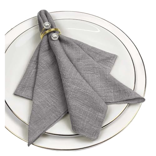 6er-Set Stoffservietten aus Baumwolle, Gaze, Grün, 30 x 30 cm, for Hochzeitsdekoration, den täglichen Gebrauch, Abendessen, Geschirrtuch, Tischservietten for Partys(Gray) von MZPOZB
