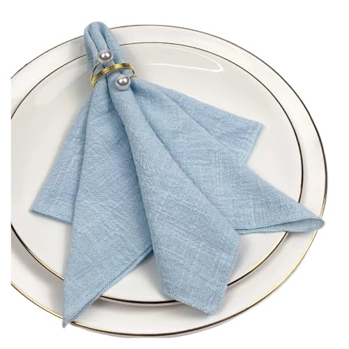 6er-Set Stoffservietten aus Baumwolle, Gaze, Grün, 30 x 30 cm, for Hochzeitsdekoration, den täglichen Gebrauch, Abendessen, Geschirrtuch, Tischservietten for Partys(Light Blue) von MZPOZB
