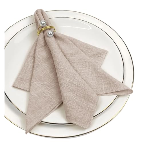 6er-Set Stoffservietten aus Baumwolle, Gaze, Grün, 30 x 30 cm, for Hochzeitsdekoration, den täglichen Gebrauch, Abendessen, Geschirrtuch, Tischservietten for Partys(Linen Color) von MZPOZB