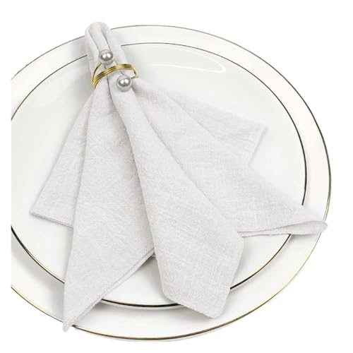 6er-Set Stoffservietten aus Baumwolle, Gaze, Grün, 30 x 30 cm, for Hochzeitsdekoration, den täglichen Gebrauch, Abendessen, Geschirrtuch, Tischservietten for Partys(White) von MZPOZB
