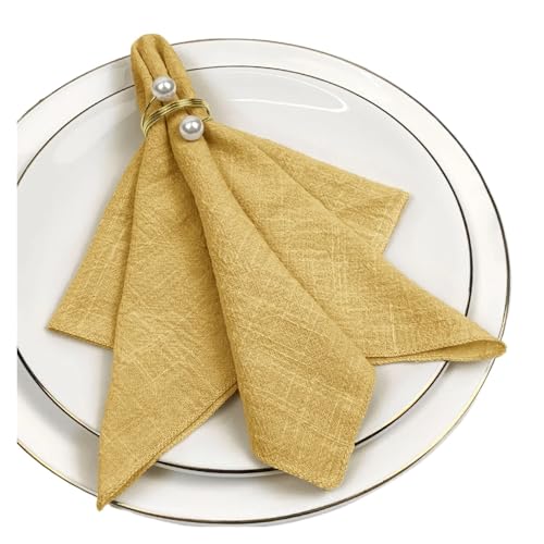 6er-Set Stoffservietten aus Baumwolle, Gaze, Grün, 30 x 30 cm, for Hochzeitsdekoration, den täglichen Gebrauch, Abendessen, Geschirrtuch, Tischservietten for Partys(Yellow) von MZPOZB