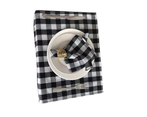 Baumwoll-Servietten-Set, 6-teilig, weiches Tischset, Karomuster, einfaches Retro-Home-Tischtuch for den Esstisch(Grey) von MZPOZB