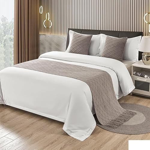 Bett Schal LäUfer Solide Plaid Bett Handtuch Home Hotel Quaste Werfen Bett Läufer Esszimmer Hochzeit Party Decor Bett Schwanz Handtuch Kissenbezug Bett-LäUfer (Color : D, Size : 60x260cm 1pcs) von MZPOZB