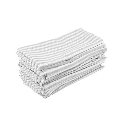 Einfarbig gestreifte Tischservietten aus Leinen-Baumwoll-Mischgewebe, Tischsets, Geschirrtücher, 12er-Set (40 x 30 cm) for Veranstaltungen und den Heimgebrauch(Grey) von MZPOZB