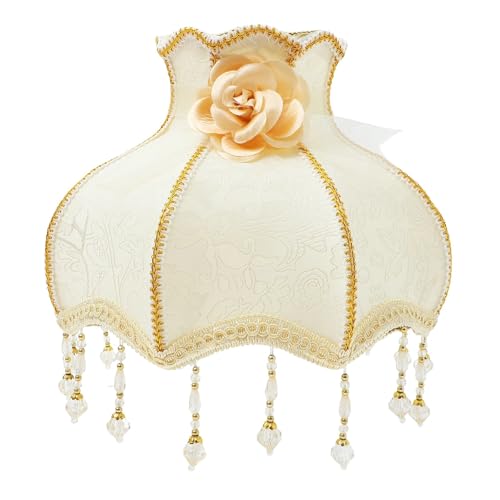Lampenschirm Vintage Quaste Perlen Licht Stoff Schreibtisch Nachttisch Hängelampe Schatten for Tischlampe Dekorativ von MZPOZB