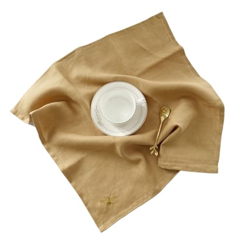 Leinenservietten, 4 Stück, Leinen, Party-Tischdecke, Abendessen, Restaurant, Zuhause, Hochzeit, Leinenstoffservietten, 45 x 45 cm, Größe(Brown) von MZPOZB