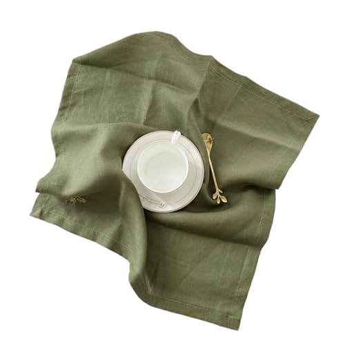 Leinenservietten, 4 Stück, Leinen, Party-Tischdecke, Abendessen, Restaurant, Zuhause, Hochzeit, Leinenstoffservietten, 45 x 45 cm, Größe(Green) von MZPOZB