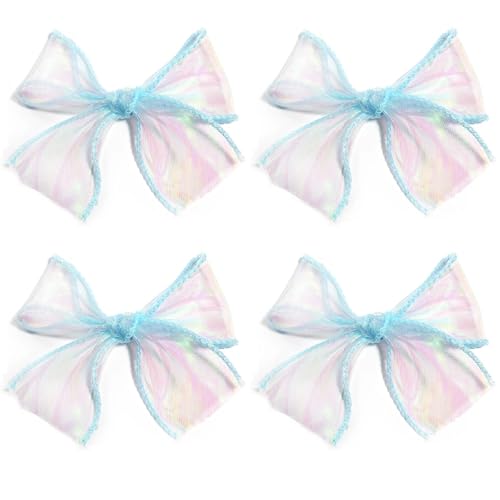 MZPOZB 10 Stücke 11 cm Organza Bogen Reflektierende Schillernden Wellenförmigen Rand Band Bögen for Hochzeit Party Dekoration DIY(Blue) von MZPOZB