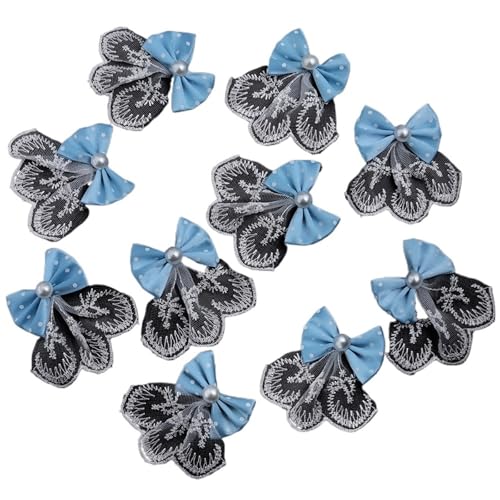 MZPOZB 10 Stücke Polyester Polka Dot Schleife Mit Spitzenrock for Kleidung Haarschmuck DIY Geschenkbox Urlaubsdekoration(Blue) von MZPOZB