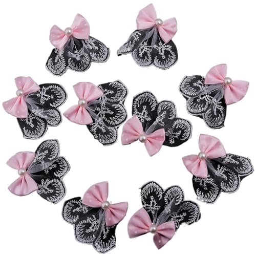 MZPOZB 10 Stücke Polyester Polka Dot Schleife Mit Spitzenrock for Kleidung Haarschmuck DIY Geschenkbox Urlaubsdekoration(Light Pink) von MZPOZB