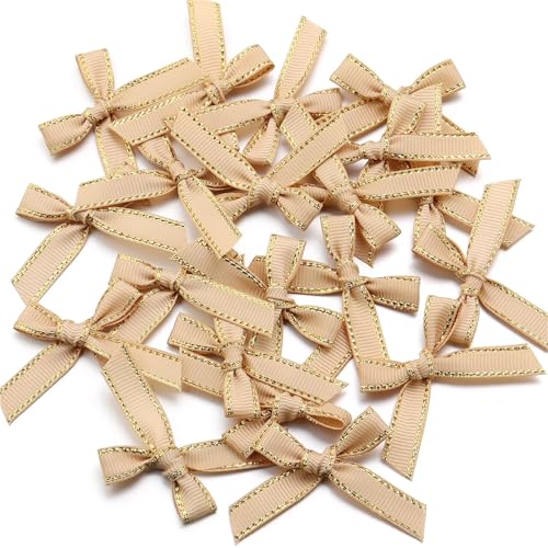 MZPOZB 100Pcs 4 * 5cm Polyester Band Bogen Bunte Satin Bögen for DIY Nähen Handwerk Dekoration Geschenk Party Decorv(Champagne) von MZPOZB