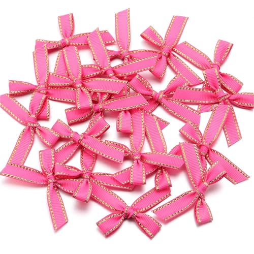 MZPOZB 100Pcs 4 * 5cm Polyester Band Bogen Bunte Satin Bögen for DIY Nähen Handwerk Dekoration Geschenk Party Decorv(Deep pink) von MZPOZB