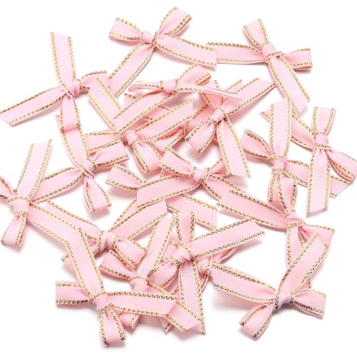 MZPOZB 100Pcs 4 * 5cm Polyester Band Bogen Bunte Satin Bögen for DIY Nähen Handwerk Dekoration Geschenk Party Decorv(Light Pink) von MZPOZB