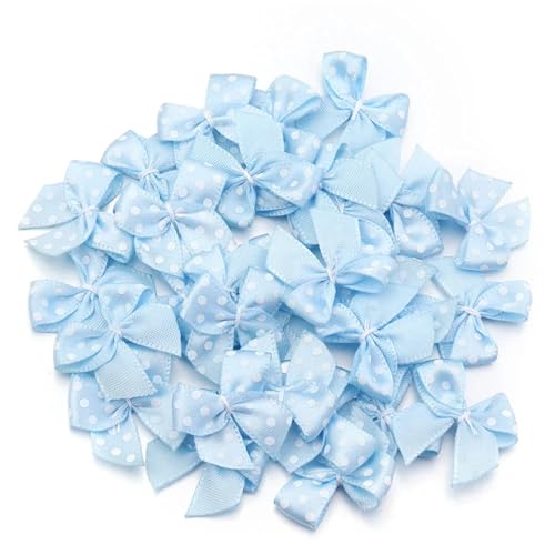 MZPOZB 2,5 * 2,5 cm Bunte Satinband Bögen Kleine Größe Polka Dot Bogen Blume for DIY Handwerk Dekoration Handarbeit(Blue,50pcs) von MZPOZB
