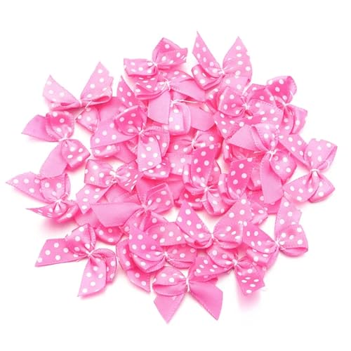 MZPOZB 2,5 * 2,5 cm Bunte Satinband Bögen Kleine Größe Polka Dot Bogen Blume for DIY Handwerk Dekoration Handarbeit(Light hot pink,50pcs) von MZPOZB
