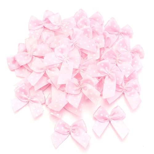 MZPOZB 2,5 * 2,5 cm Bunte Satinband Bögen Kleine Größe Polka Dot Bogen Blume for DIY Handwerk Dekoration Handarbeit(Pink,100pcs) von MZPOZB