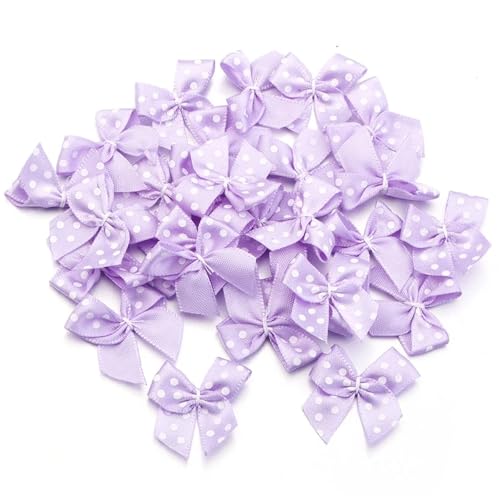 MZPOZB 2,5 * 2,5 cm Bunte Satinband Bögen Kleine Größe Polka Dot Bogen Blume for DIY Handwerk Dekoration Handarbeit(Purple,100pcs) von MZPOZB