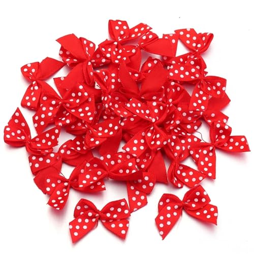MZPOZB 2,5 * 2,5 cm Bunte Satinband Bögen Kleine Größe Polka Dot Bogen Blume for DIY Handwerk Dekoration Handarbeit(Red,50pcs) von MZPOZB