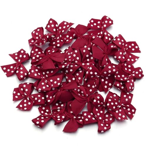 MZPOZB 2,5 * 2,5 cm Bunte Satinband Bögen Kleine Größe Polka Dot Bogen Blume for DIY Handwerk Dekoration Handarbeit(Wine red,50pcs) von MZPOZB