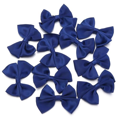 MZPOZB 20 Stücke 4x6 cm Einfarbig Polyester Doppelschicht Satinband Bögen Blume Handwerk Dekoration Handarbeit DIY Party(Blue) von MZPOZB