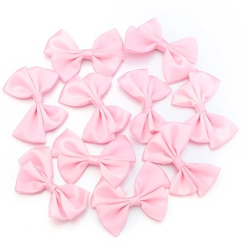 MZPOZB 20 Stücke 4x6 cm Einfarbig Polyester Doppelschicht Satinband Bögen Blume Handwerk Dekoration Handarbeit DIY Party(Pink) von MZPOZB