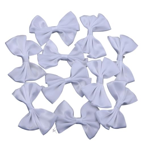 MZPOZB 20 Stücke 4x6 cm Einfarbig Polyester Doppelschicht Satinband Bögen Blume Handwerk Dekoration Handarbeit DIY Party(White) von MZPOZB