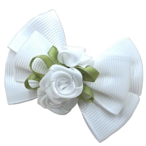 MZPOZB 4 Pcs Mix Schöne Rose Bogen Applique Hochzeit Handwerk Blumen Dekoration(White) von MZPOZB